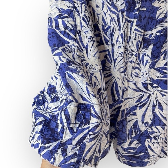 CARIBBEAN JOE‎ Tropical Floral Linen Blend Cargo Shorts, Size 14 - Picture 2 of 7